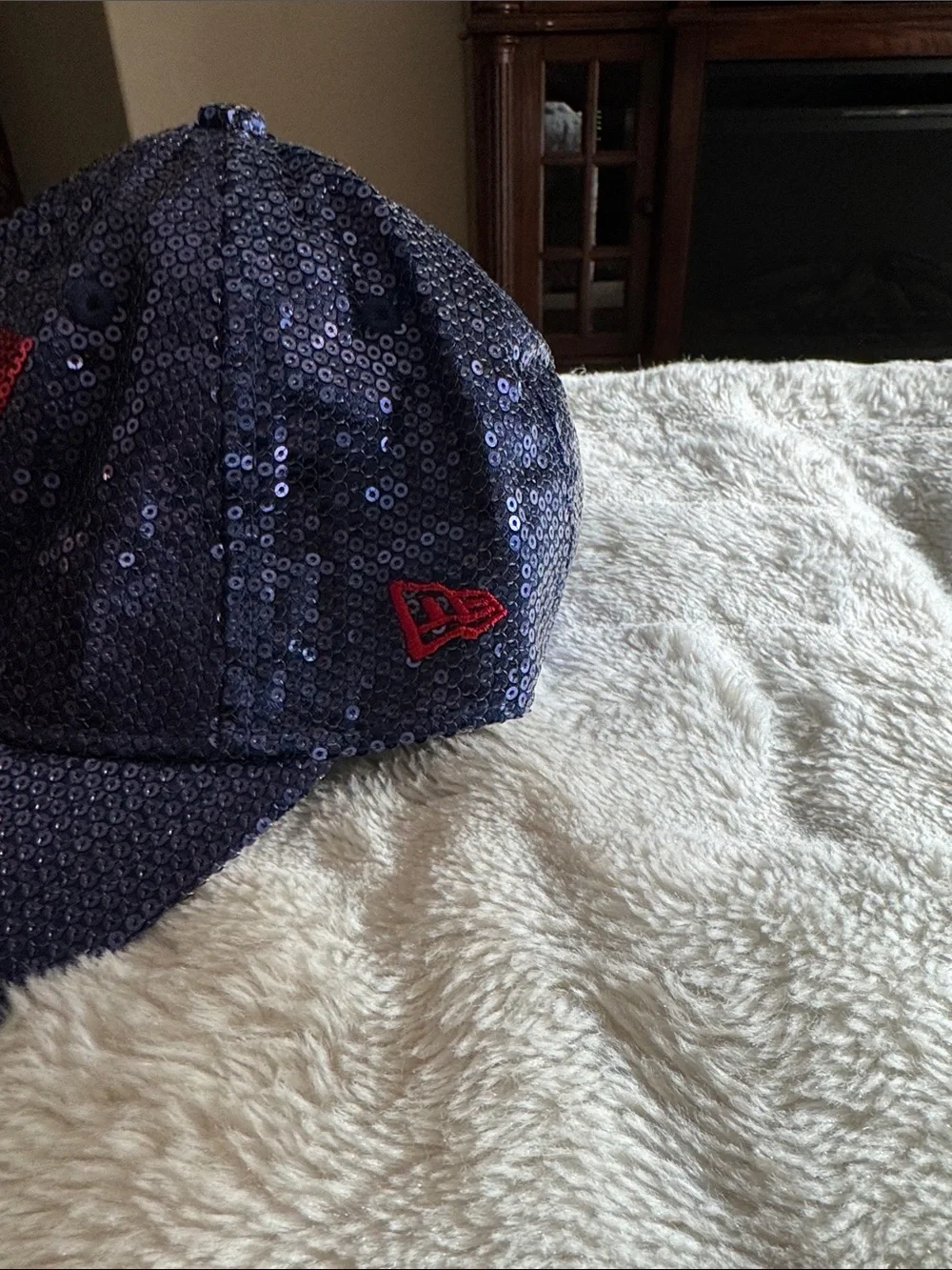 PINK Victoria's Secret Navy Sequin Cleveland Indians Baseball Cap with Red C